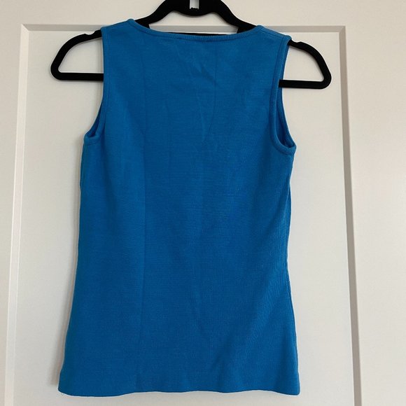 St. John Knit Scoop Neck Top, Blue (Cerulean) - Picture 3 of 3